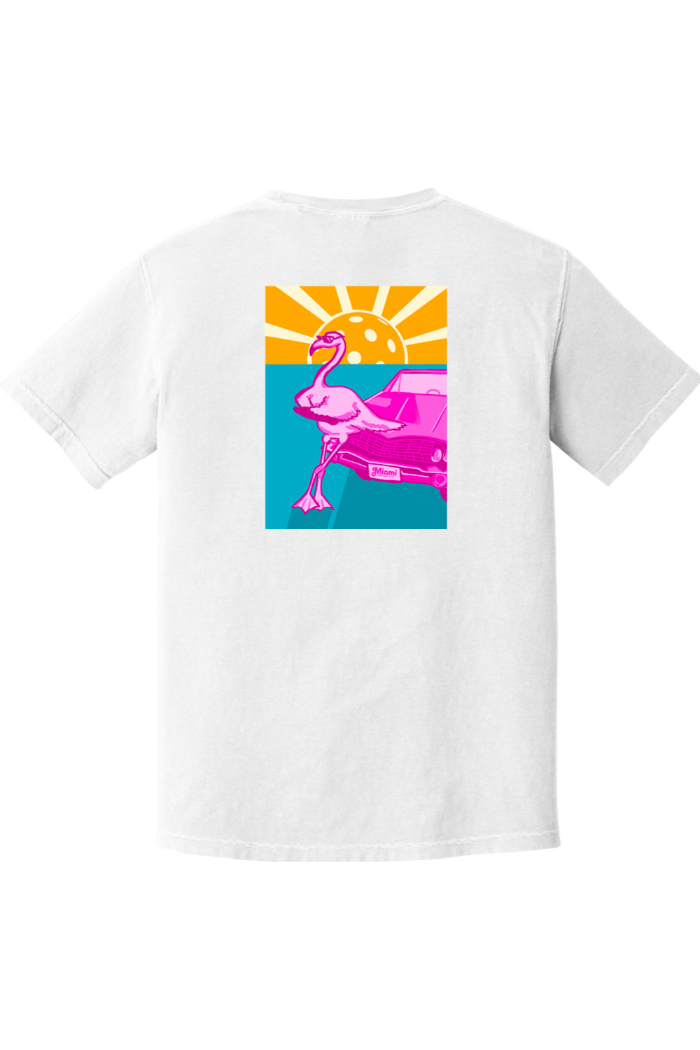 Miami PC - Flamingo Car Sunset - Shirt
